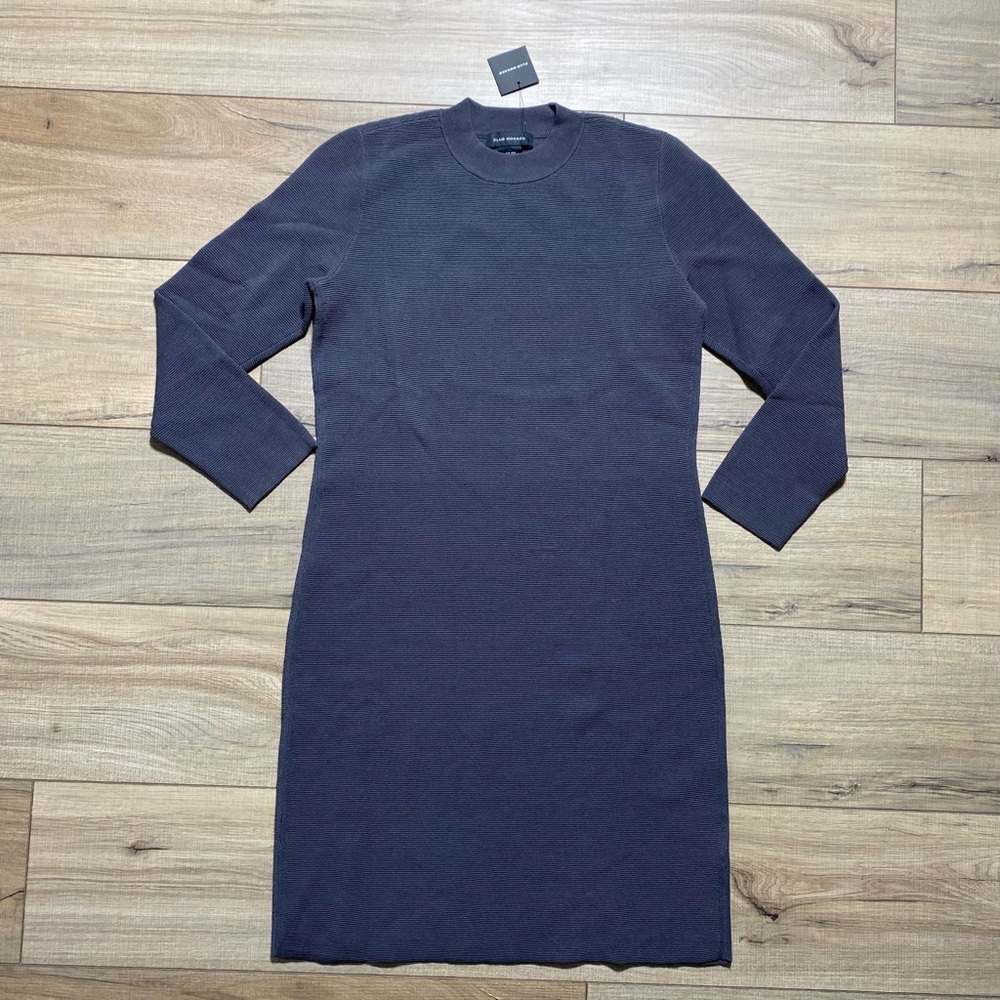 Club Monaco Women's Ribbed 3/4 Sleeve Pullover Straight Cut Dress XS Charcoal